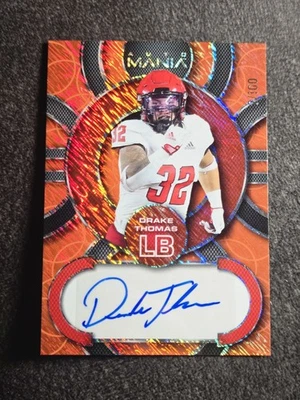 2022 Wild Card Auto Mania Orange Drake Thomas Pre Rookie Auto 2/100 #AM-C13 - Image 1 of 4