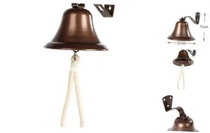 WMM Hanging Bell Dinner Bell Outdoor Bell Bracket Mount Wall Bell Indoor Rope - Picture 1 of 7