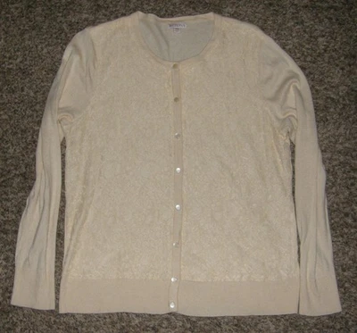 Tannish Yellow Sz XXL Casual or Dress Lightweight Lace Front Cardigan Sweater - Image 1 of 4