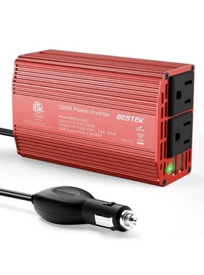 BESTEK 300W Inversor de Potencia DC 12V (coche) a 115V CA con 2 - 4.2A Doble USB Foto 1 de 4