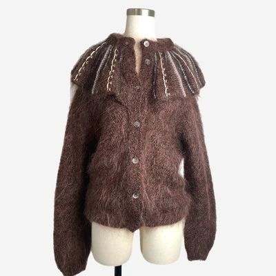 Cárdigan retro vintage años 70 Geraldine Clark para Lancashire Mohair seda raro L Foto 1 de 4