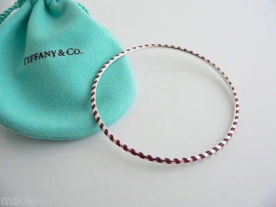 Brazalete Tiffany & Co Plata Palina Rojo Esmalte Rayas Bolsa Regalo Amor Foto 1 de 4