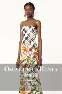 $2.6K Oscar de la Renta tartan floral print silk taffeta dress sz 10 M L - Image 1 of 4