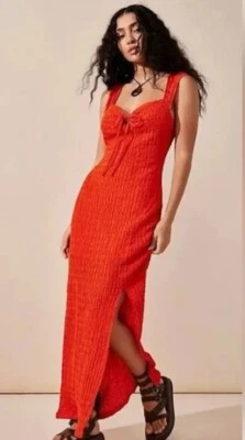 НОВЫЙ FP BEACH НА СВОБОДНЫХ ЛЮДЕЙ ELENI BODICON КРАСНЫЙ MIDI ПЛАТЬЕ СРЕДНИЙ РАЗМЕР - Изображение 1 из 4