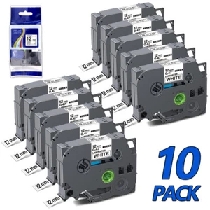 Cinta de etiquetas 10 piezas para cubo Brother TZe-231 12 mm P-Touch PT-D210 H110 negro/blanco - Imagen 1 de 10