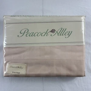 Neu in Verpackung Peacock Alley DUETT Pfirsich gewebt Damast Streifen komplettes flaches Blatt ägyptisch versiegelt - Bild 1 von 11