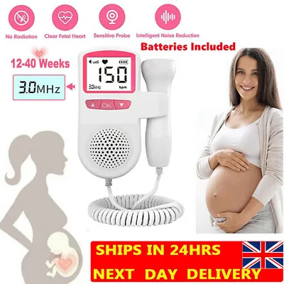 Fetal Doppler Detector Baby Heart Beat Rate Probe Prenatal Monitor Ultrasonic UK • 12.99£