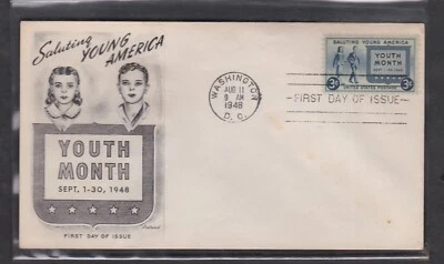 USA 1948 FDC SALUTE TO YOUTH FROM INTERNATIONAL POSTAGE STANP COMPANY + CACHET - Image 1 of 2