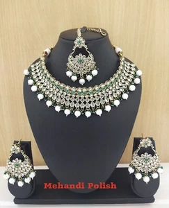 Indian Fashion Jewelry Bollywood Ethnic Mehandi Polish Wedding Choker Necklace - Picture 1 of 2