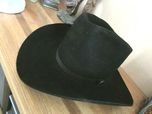 Men's Resistol XXX Beaver Black Felt Cowboy Hat - Size 7 - Self-Conforming - Picture 1 of 7