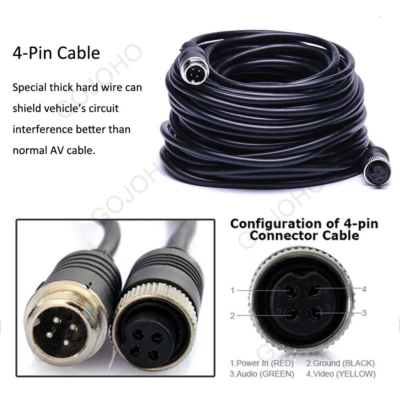 4Pin Aviation Extension Cable For Rear View Truck Trailer Backup Camera Caravan - Image 1 of 4