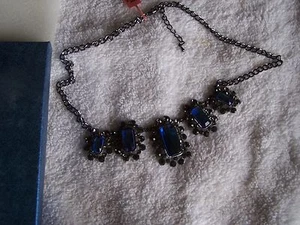 Beautiful Blue Glass,Gray Austrian Crystal Statement Necklace18-20" MSRP $69.99 - Picture 1 of 2