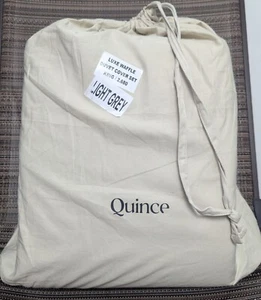 Quince- 100% Organic Luxe Waffle Duvet Cover 3PC Set Light Grey Size King -NEW- - Picture 1 of 6