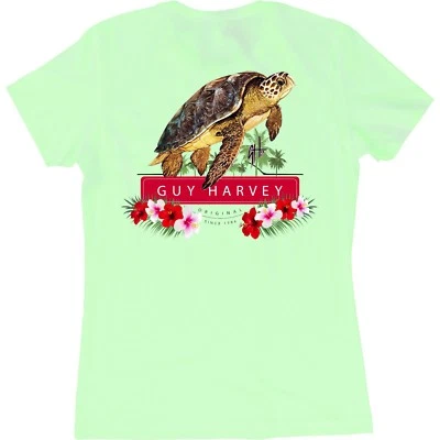 Guy Harvey Ladies Dainty S/S Fishing Turtle Boat Fish T-shirt..Pick Size..Mint - Image 1 of 4