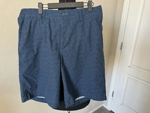 Greg Norman Tasso Elba Blue Micro Check Casual Golf Shorts Size 33 - Picture 1 of 7