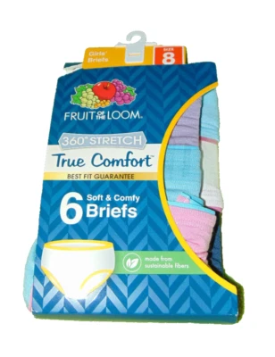 Fruit Of The Loom Briefs Panties 8 Girls New 6 Pack True Comfort - Image 1 of 2