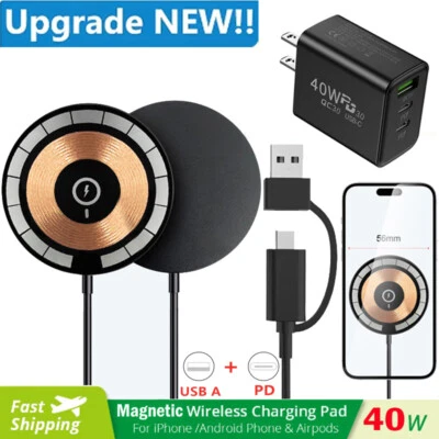 Cargador Inalámbrico 40W Mag Seguro Cargador Rápido Magnético para iPhone 17 16 15 14 13 12 Foto 1 de 4