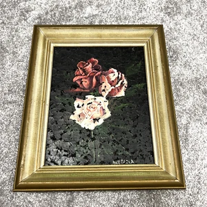 Roses Cork Water Color Paintings Rectangle 12x10" Frame Signed by Nick Padia - Picture 1 of 4