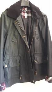 Size 10 petite navy blue hooded waxed jacket rain coat Spring Summer - Picture 1 of 5