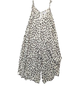 andAndrea Jumpsuit Womens Extra Large Tan Leopard Print Wide Leg Lightweight - Picture 1 of 10