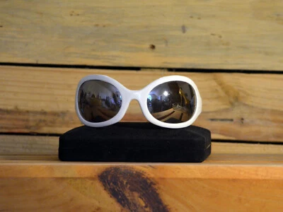 Vintage 80s Rare Glossy Mirror Wrap Oversize Sunglasses - Image 1 of 2