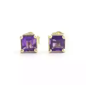 Pendientes de tachuelas de amatista natural 0,65 CTW en oro amarillo 14 K - Imagen 1 de 2
