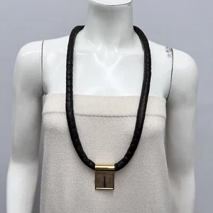 Vintage Bill Blass Uhr Uhr am Ledergürtel oder Halskette braun RAR - Bild 1 von 8