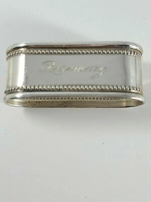 Anillo servilletero vintage Webster con cuentas de plata esterlina "romero" nombre grabado Foto 1 de 4