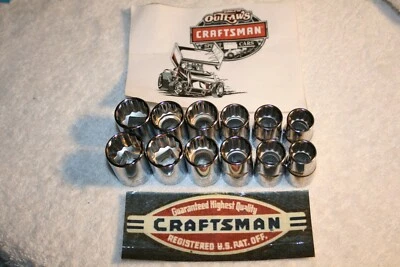 NEW 12 pc CHROME CRAFTSMAN HAND TOOLS 1/2 STANDARD SAE & METRIC MM 12 pt socket - Image 1 of 4