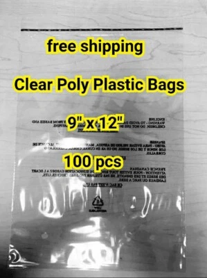 100 9"x12" Premium Suffocation Warning Clear Plastic Self Seal Poly Bags 1.5 Mil - Image 1 of 2