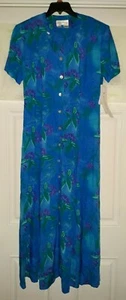 Vintage Betsey Lauren Womens Floral Mother of Pearl Button Up Maxi Dress Size 10 - Picture 1 of 6