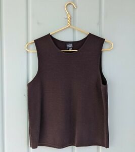 Eileen Fisher Womens Small Tank Cami Camisole 100% Wool Brown Knit Shirt Top S 6