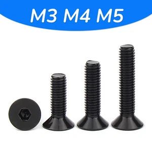 M3 M4 M5 BLACK COUNTERSUNK BOLT CSK ALLEN KEY SOCKET SCREWS A2 STAINLESS STEEL - Picture 1 of 28