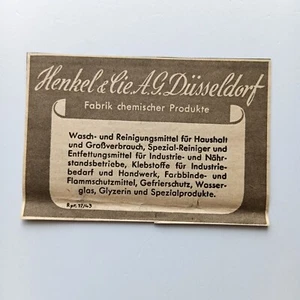 1943 Henkel Cie Düsseldorf chemische Produkte Werbeanzeige Werbung Reklame - Bild 1 von 1