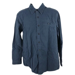 LL Bean Vintage Flannel Button Up Shirt Size Medium Regular Blue Heavyweight - Picture 1 of 9