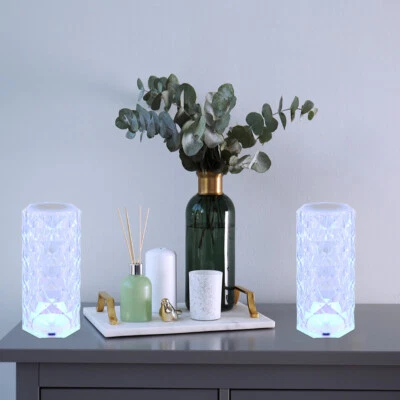 Tischleuchte Nachttischlampe Beistelllampe Touchdimmer RGB LED Akkulampe 2er Set - Bild 1 von 4
