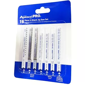 AvantiPRO 16-Piece U-SHANK JIG SAW BLADES| WOOD | METAL | GEN.PURPOSE-SHIPS FREE - Picture 1 of 3