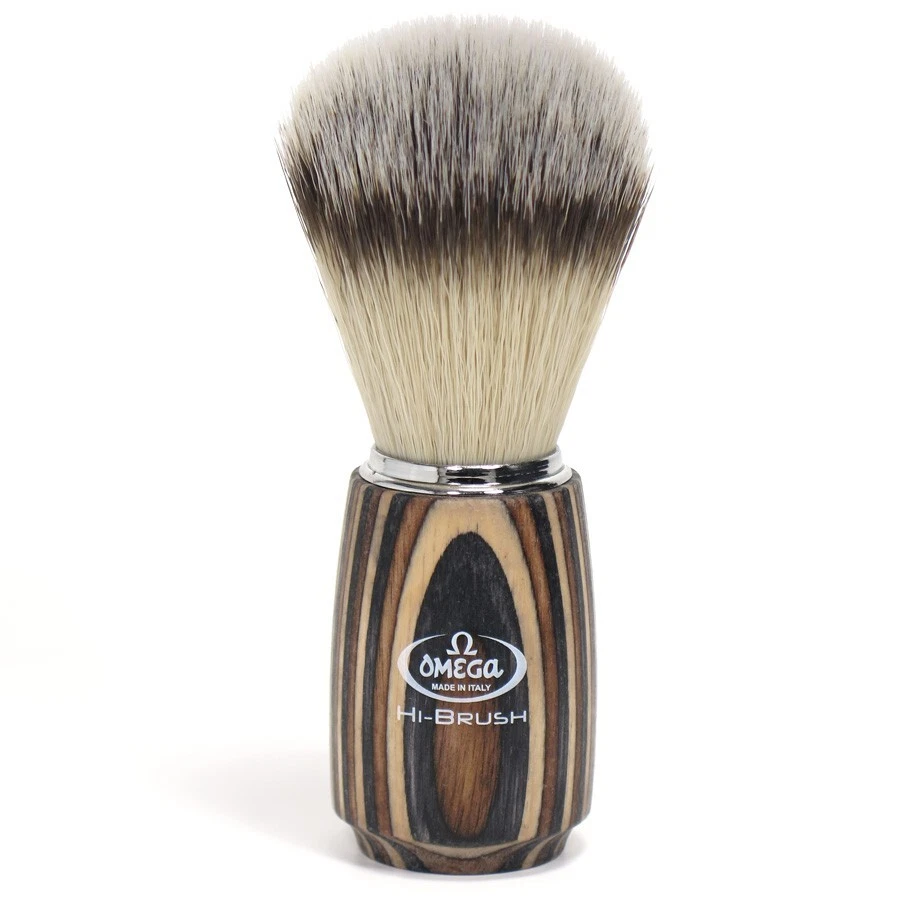 Pennello da barba Omega Hi-Brush manico in legno Made in Italy 0146751