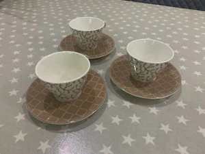 Villeroy & Boch Caffe Club 3 Cups & Saucers Vine Floral Caramel Cups Uni Bottoms - Picture 1 of 5
