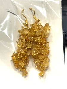 CITRINE UNCUT CHIPS SMOOTH 4-6 MM 2.5" INCH 1 PAIR EARRING - Picture 1 of 6