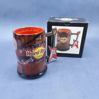 Hard Rock Cafe Venice V Shaped Guitar Handle Coffee Mug Cup Unused Open Box - Image 1 of 4