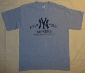 2009 Baseball MLB New York Yankees T Shirt World Series Champions Gray L Mens - Picture 1 of 4