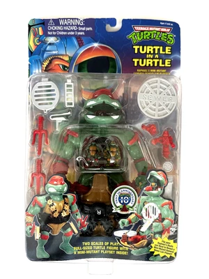 Mini Tortugas Ninja Mutantes 1995 Tortuga en una Tortuga Guarida de Alcantarillado Samurai de Rafael Foto 1 de 4