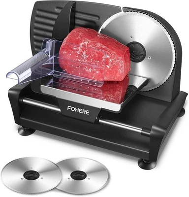 Fatiador de carne elétrico 200W fatiador de delicatessen para casa com duas lâminas removíveis de 7,5”... - Imagem 1 de 4