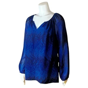Fifteen Twenty 100% Silk Blouse in Cobalt Abstract Print, S - Bild 1 von 14