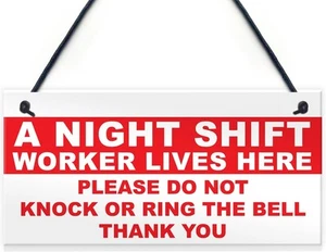 Night Shift Worker Do Not Disturb Hanging Plaque Novelty Keep Quiet Door red - Picture 1 of 6