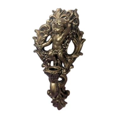 Cherub Wall Hanging Candle Stick Holder 15x7x5 Inches Christmas Decor Hold L28B - Image 1 of 4
