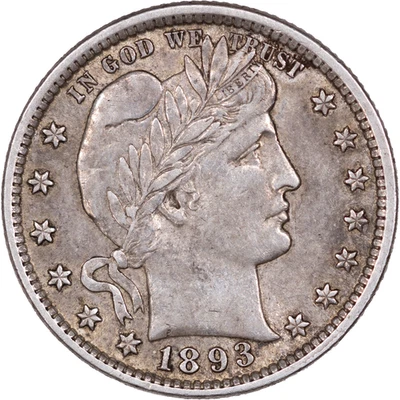 1893 25C Barber Quarter ~ XF - Image 1 of 2