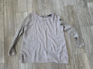 MNG Suit Womens Top Size S. Knit Sleeve With Dual Finish Body. Small Threadpull - Picture 1 of 5