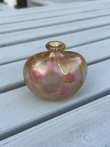 Superbe vase miniature en verre d'art Siddy Langley style Tiffany - Photo 1/5